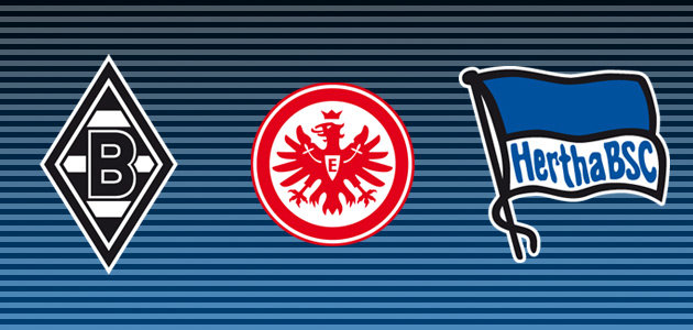 Logos Borussia, Eintracht Frankfurt, Hertha BSC.